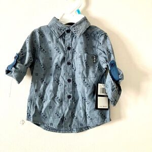 DKNY Blue Boy's Long Sleeve Shirt Size 12 Months NWT